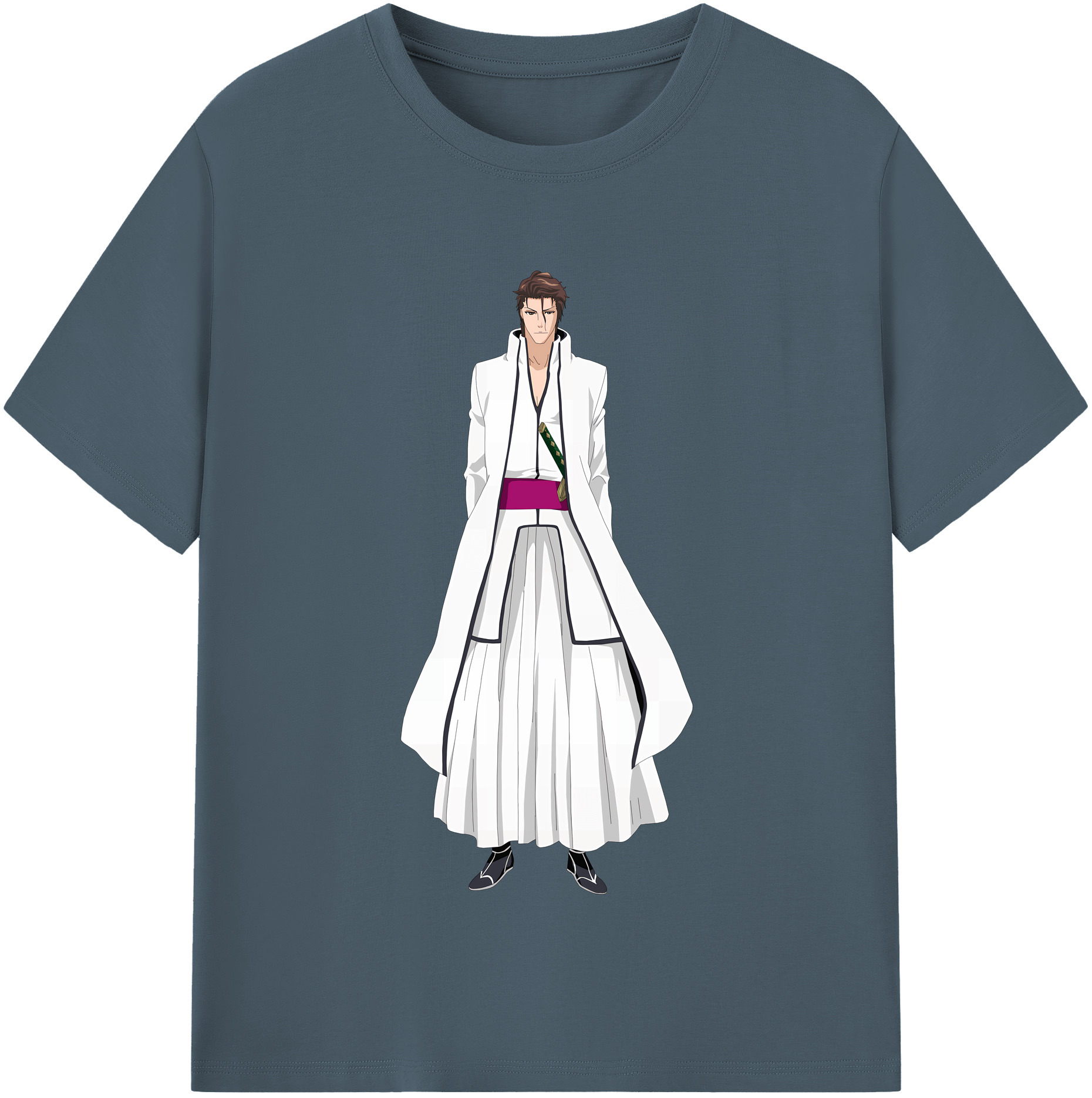 （画像用） ブリーチ 藍染 惣右介（あいぜん そうすけ） BLEACH Aizen Sousuke 綿100％半袖Tシャツ（フロントプリント）